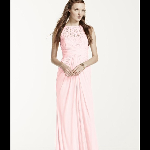 David's bridal long lace bridesmaids dress