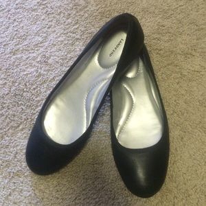 Land's End Black Leather Ballet Flats