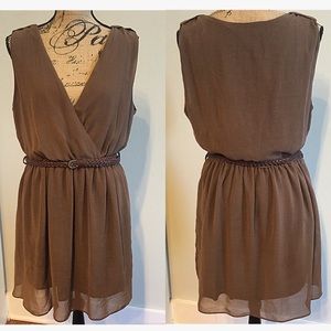 Low Cut Belted Dress