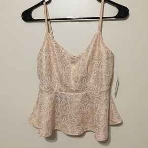 Charlotte Russe pink and gold peplum top