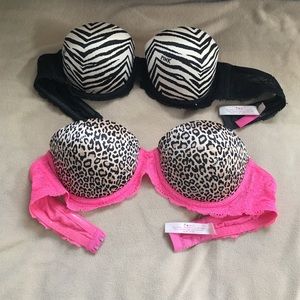Victoria's Secret pink strapless push up bras