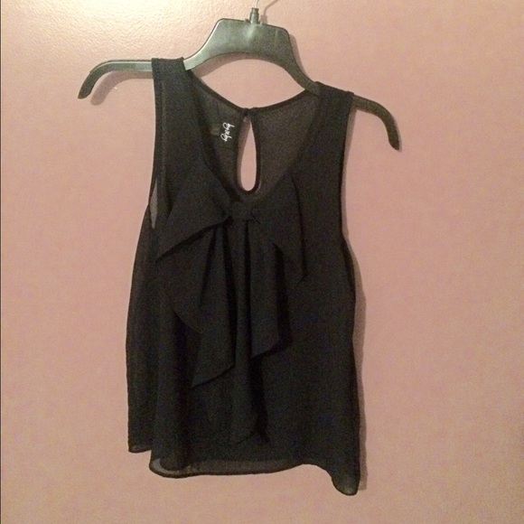 *donated* Sheer navy tank top with bow on front