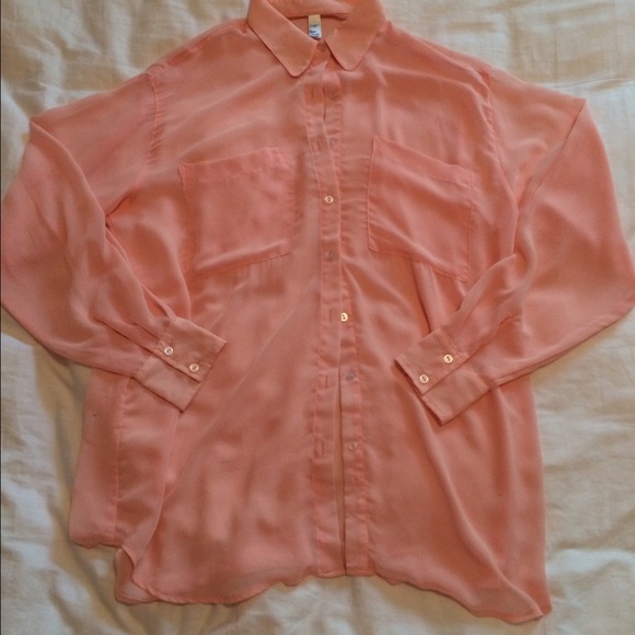 Blush pink chiffon button down