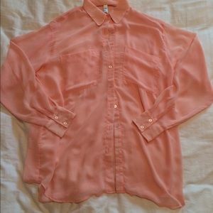 Blush pink chiffon button down