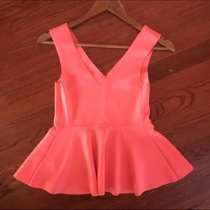 Topshop peplum tank neon pink neoprene