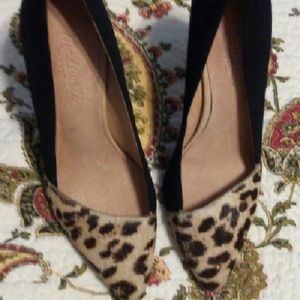 Madewell Mira leopard and suede Heels