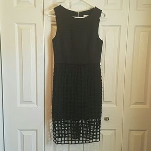 Black cage detail cocktail dress