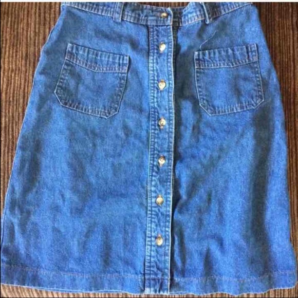 Vintage Denim Button Front Skirt