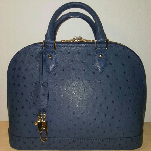 Authentic Louis Vuitton Ostrich Indigo Alma - Picture 2 of 4