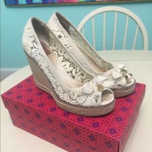 Tory Burch Jackie crochet wedges