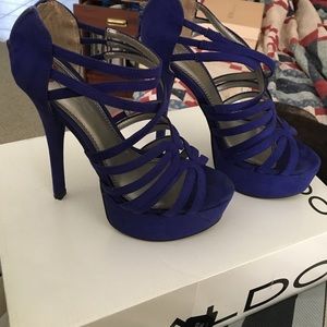 Blue suede platforms