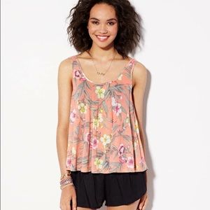American Eagle Aloha Floral Peach Tank Top