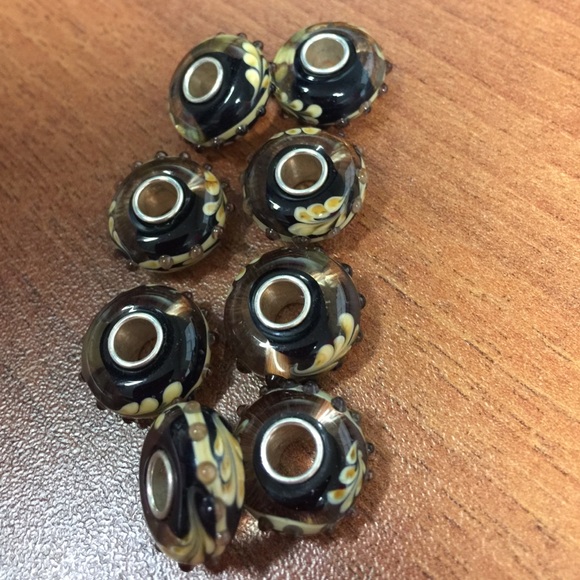 Set of 8 sterling and glass spacer beads