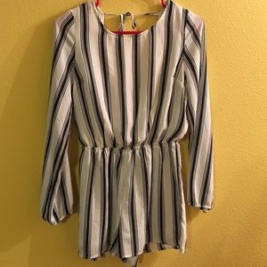Charlotte Russe Navy and White Stripped Romper