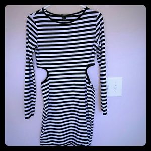 Black and whit striped dress cut out sides