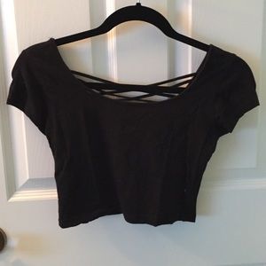Black Crop with Cross Back.