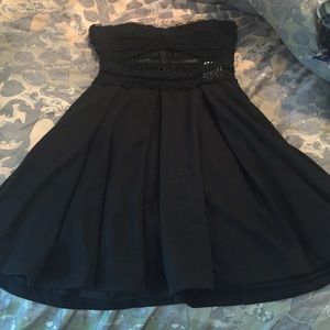 Baby doll black strapless dress