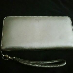 Gold Fossil Wristlet