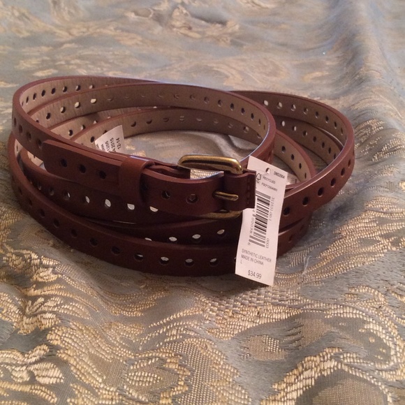 Brown synthetic leather belt.