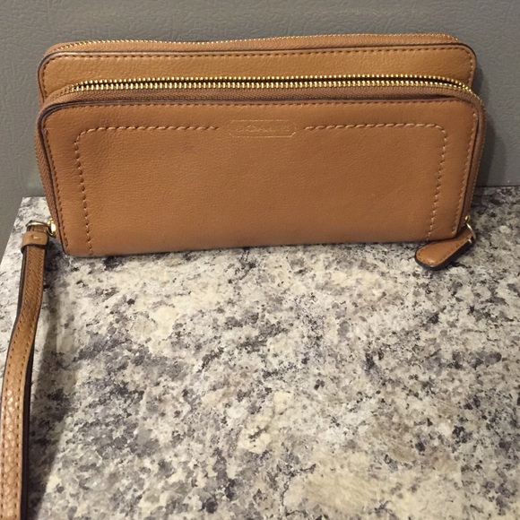 Brown leather coach wallet
