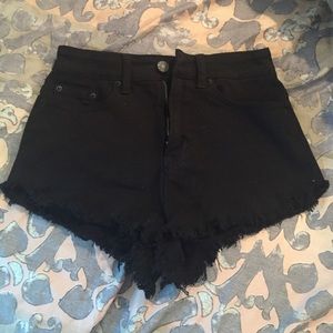 High waisted cheeky jean shorts