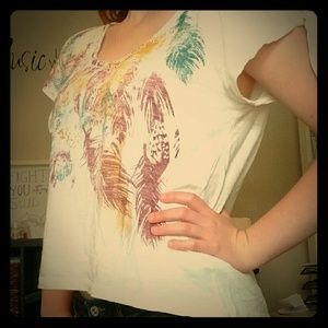 Mudd Brand High Low Feather Top