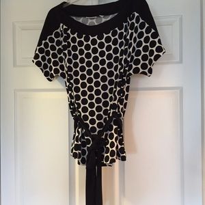 NY & CO Loose Fit Stretch Blouse Blk Wht