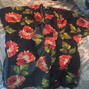 Floral black kimono
