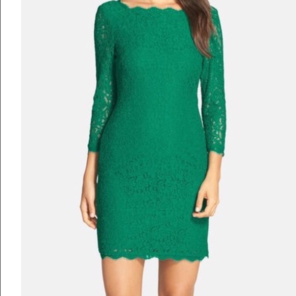 Adrianna Papell emerald lace dress