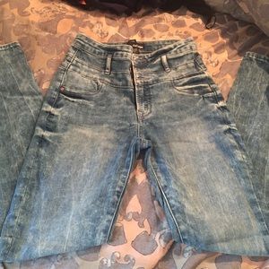 Acid wash high waisted skinny jeans