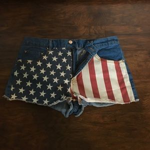 American Flag Forever 21 Jean Shorts