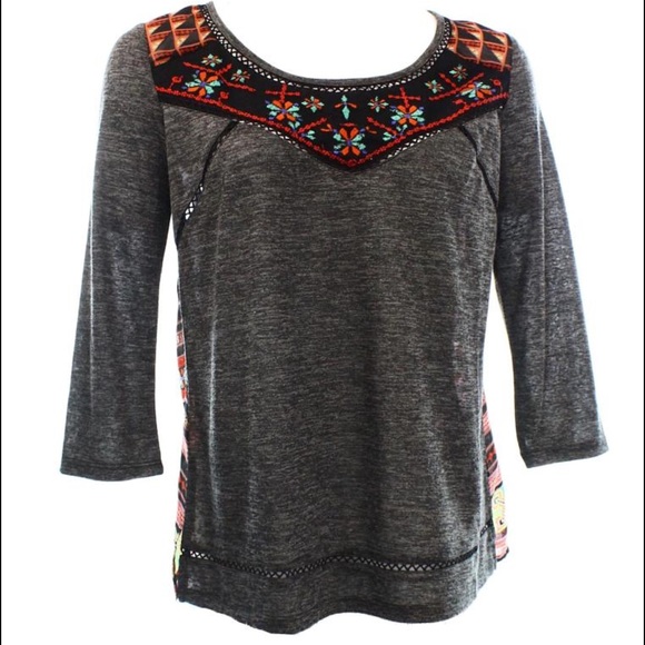 BKE heather grey boho blouse - Picture 1 of 2
