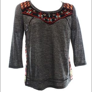 BKE heather grey boho blouse