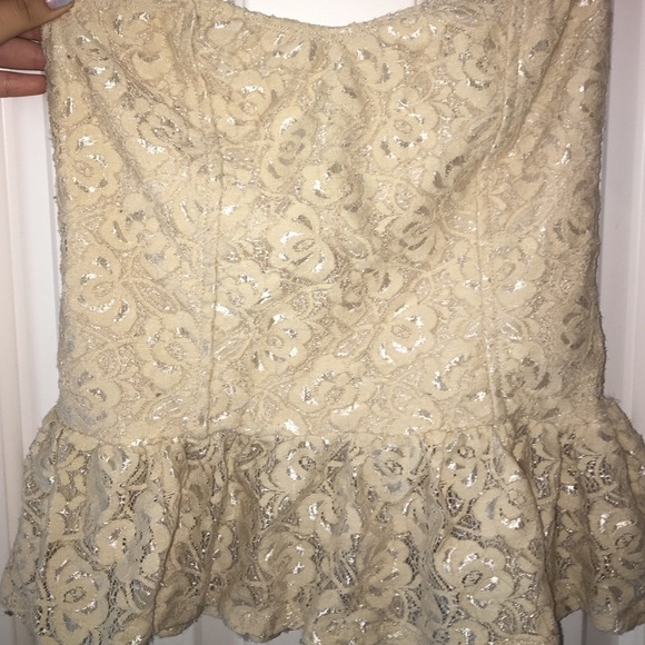 strapless peplum top