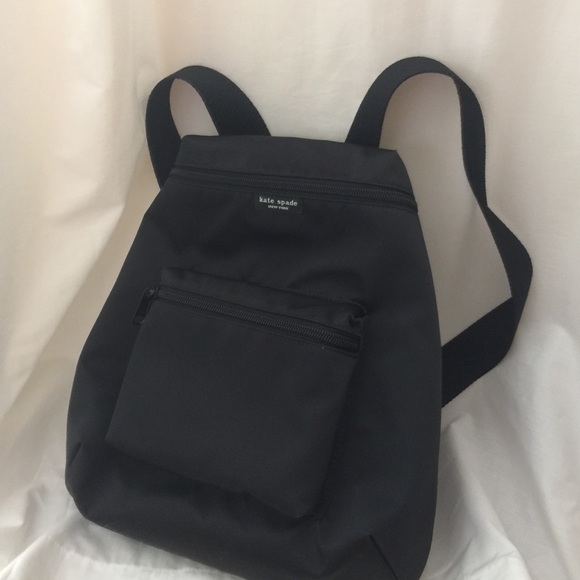 Kate Spade Black Satin Nylon Adjustable Backpack