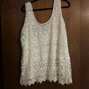 White lace overlay lined camisole