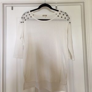 PacSun white sweater with studded shoulders