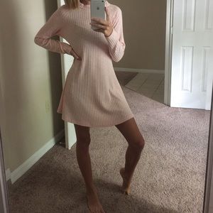 Peach ribbed flare circle dress