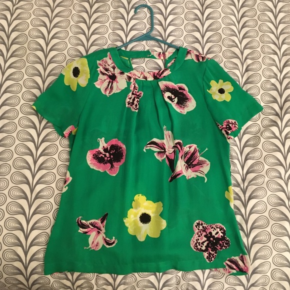 Green floral J. Crew dress shirt. Size 4