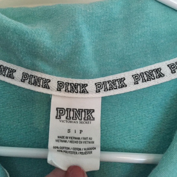 PINK Turquoise Quarter Zip - Picture 2 of 3