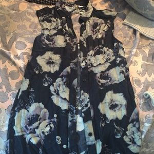 Collared button down tank top