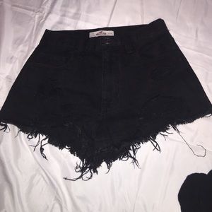 High waisted black distressed festival shorts