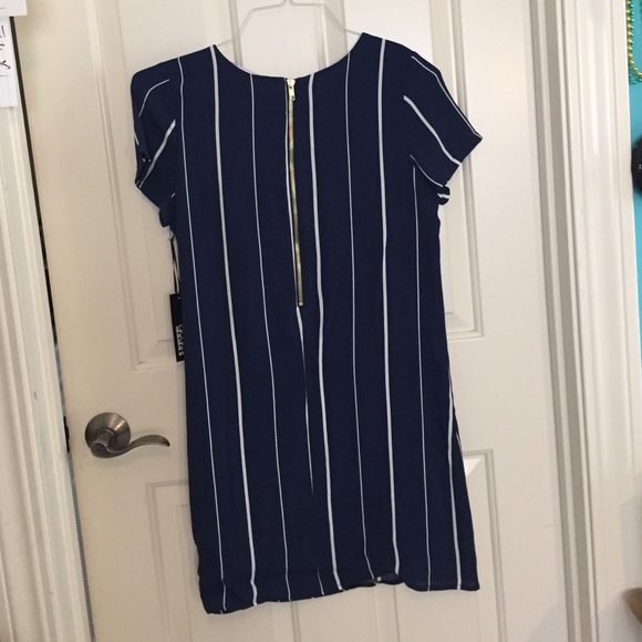 LuLus Navy Striped Shift Dress - Picture 2 of 3