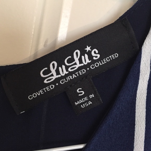 LuLus Navy Striped Shift Dress - Picture 3 of 3