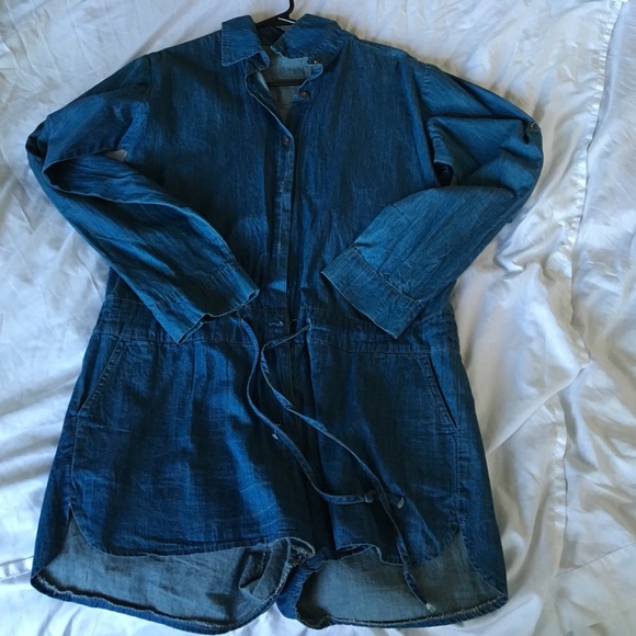 Jean Button Up Short Romper