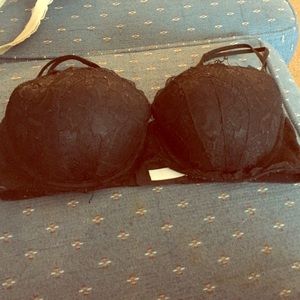Pink by Victoria secret black lace push up bra