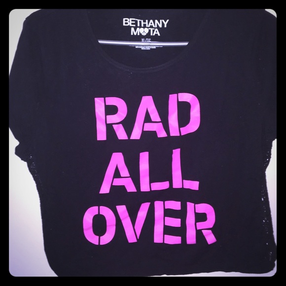 pink and black rad all over cropped tee