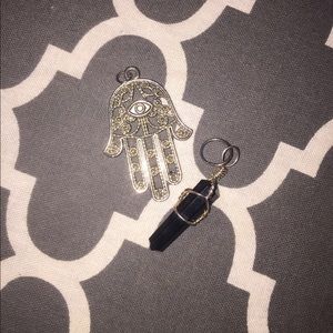 Onyx & Hamsa pendants