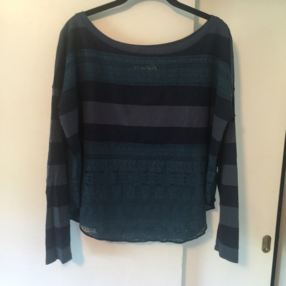 Free People Striped Lace Tee