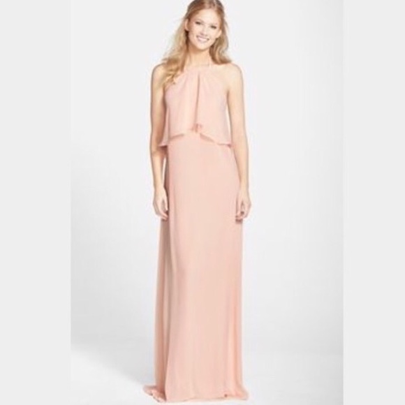Blush Nude Halter Gown